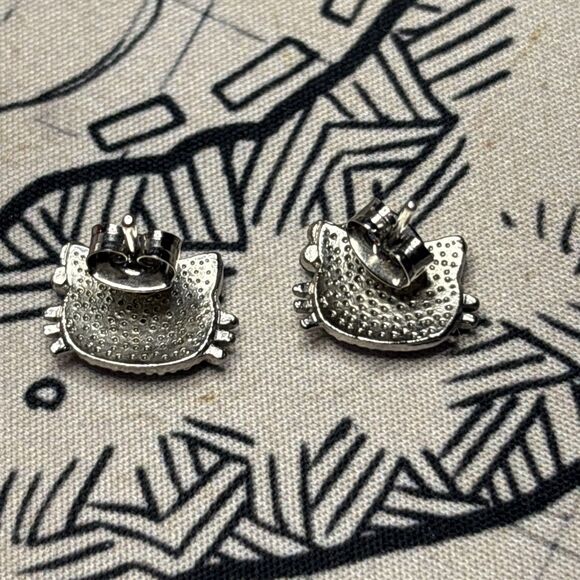 Sparkly Hello Kitty Post Earrings with Crystal And Rhinestones - Picture 5 of 5